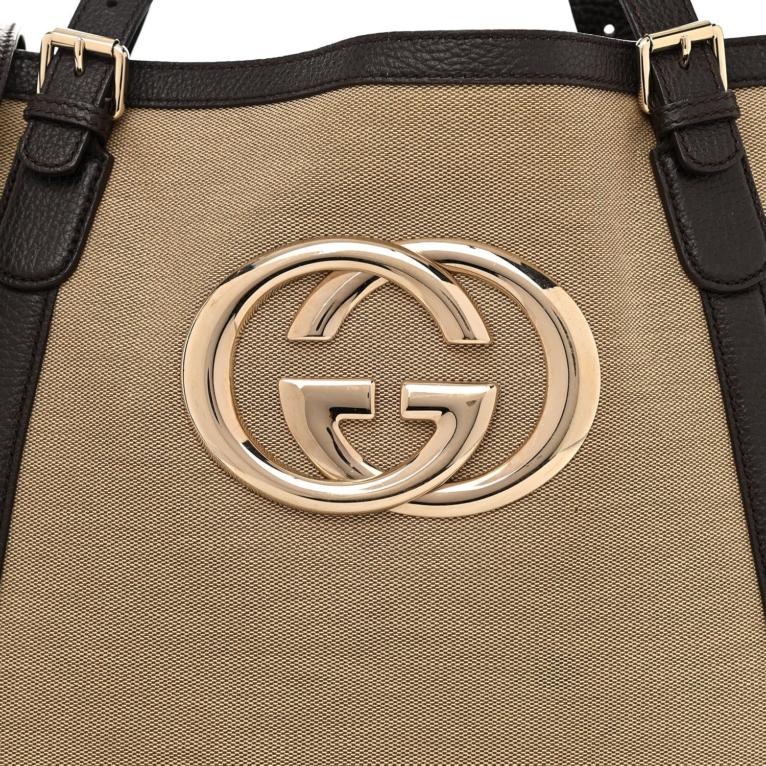 Gucci Canvas Britt Tote Dark Brown 7 of 22