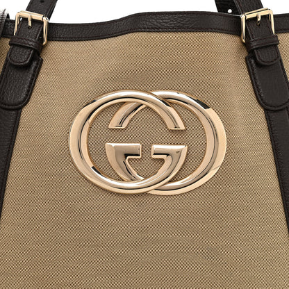 Gucci Canvas Britt Tote Dark Brown 7 of 22