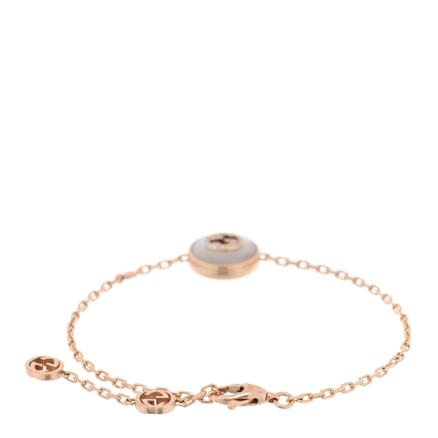 18K Rose Gold Diamond Mother of Pearl GG Bracelet