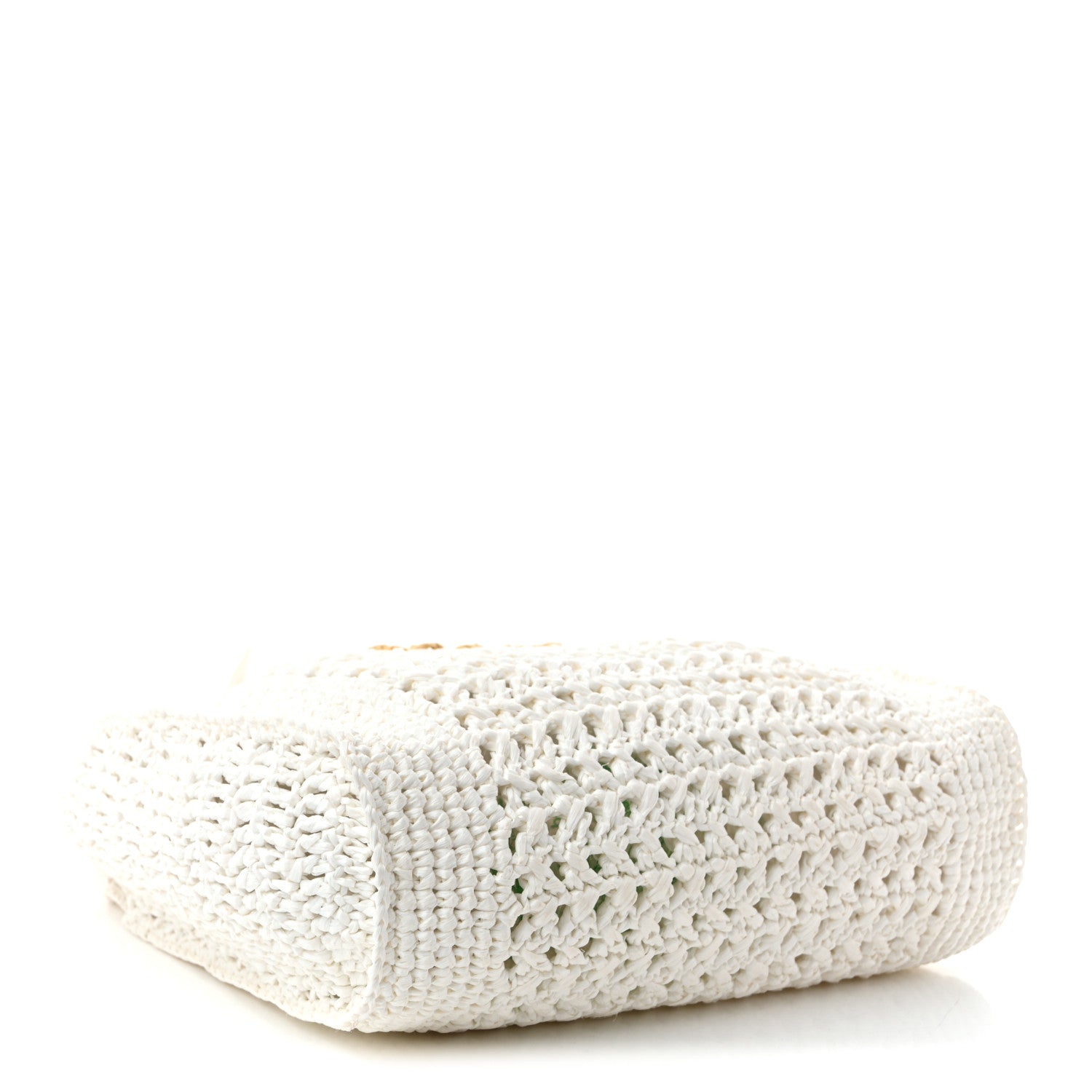Miu Miu Raffia Crochet Woven Tote Bag White 4 of 10