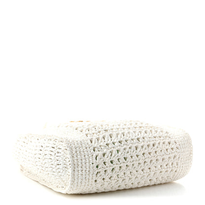 Miu Miu Raffia Crochet Woven Tote Bag White 4 of 10