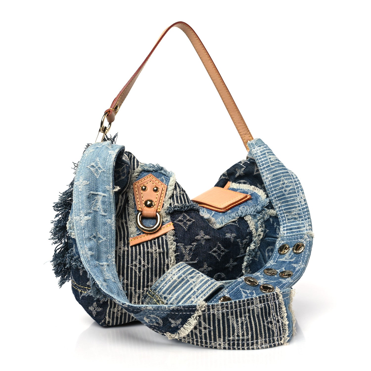 Louis Vuitton Denim Patchwork Posty Messenger Bag Blue 3 of 10