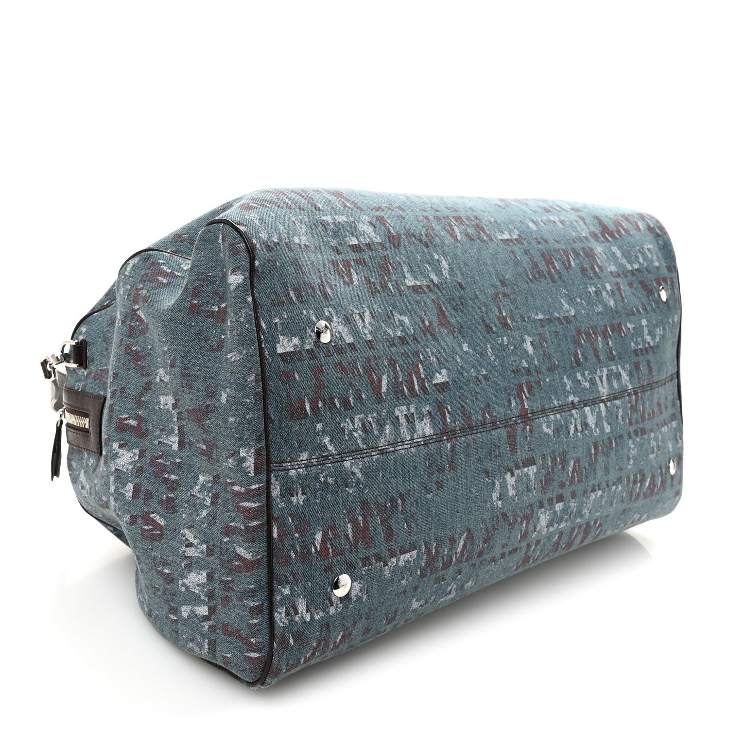 Lanvin X FUTURE Denim Calfskin Logo Print Travel Bag Blue Brown 3 of 8
