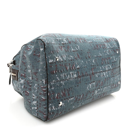 Lanvin X FUTURE Denim Calfskin Logo Print Travel Bag Blue Brown 3 of 8