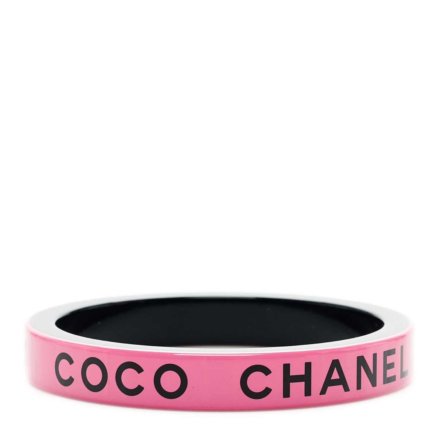 Resin Logo Bangle Bracelet Pink Black