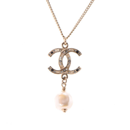 Chanel Pearl CC Drop Necklace Black Gold 4 of 6