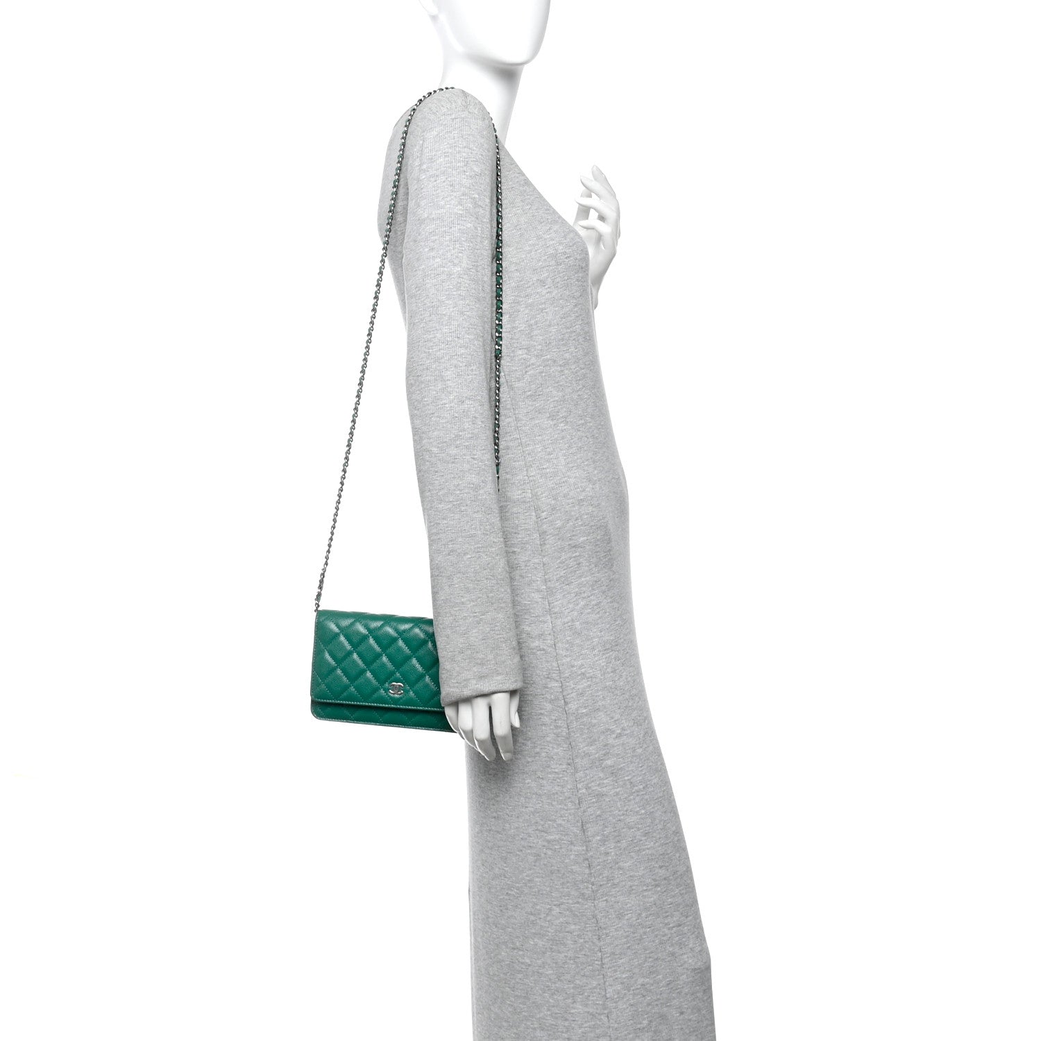 Chanel Caviar Quilted Wallet On Chain WOC Green 2 of 12