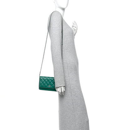 Chanel Caviar Quilted Wallet On Chain WOC Green 2 of 12
