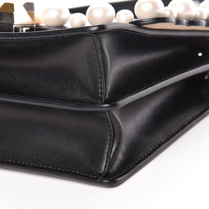 Fendi Vitello Liberty Pearl Scalloped Studded Small Kan I Shoulder Bag Black 9 of 11