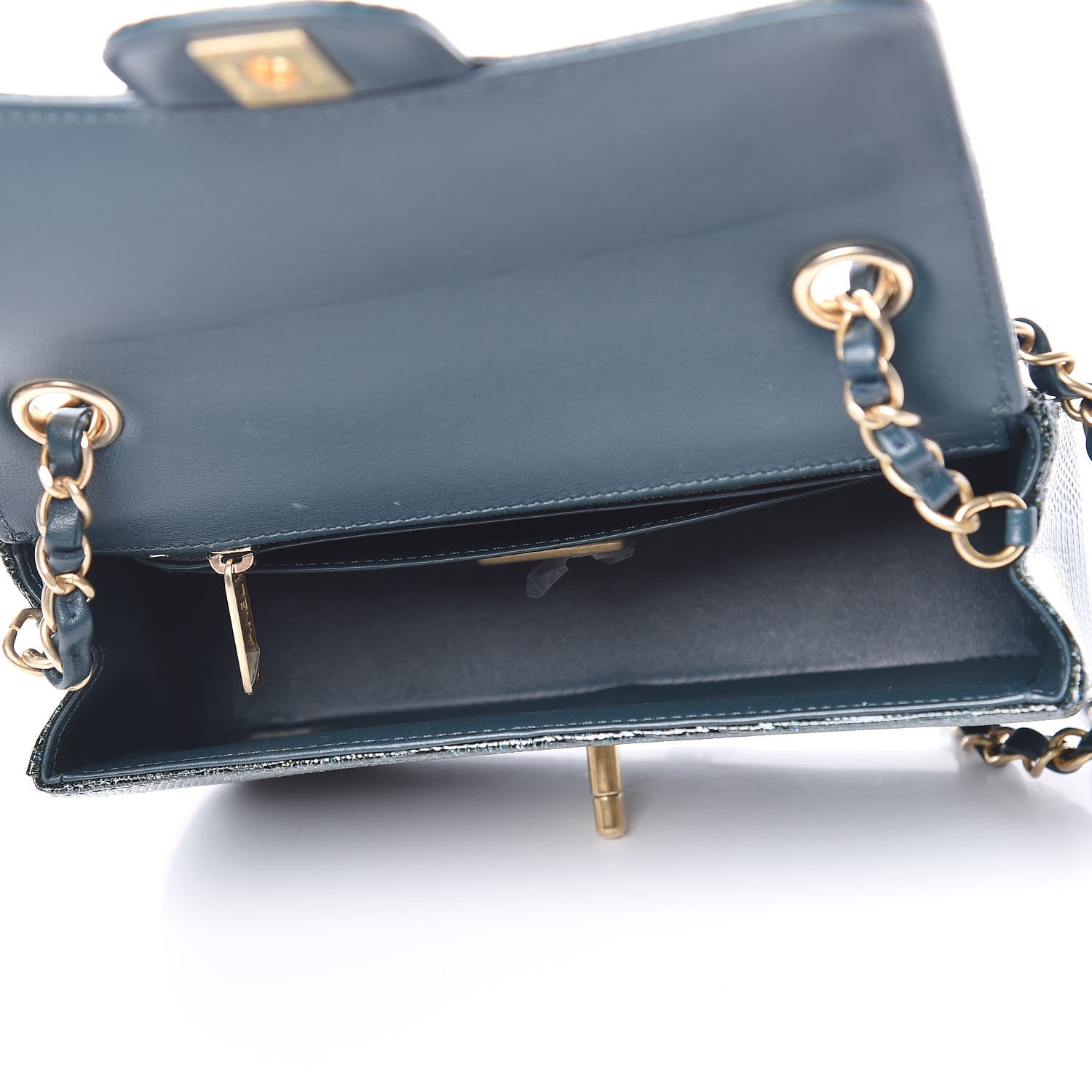 Chanel Lizard Mini Rectangular Flap Dark Green 5 of 9