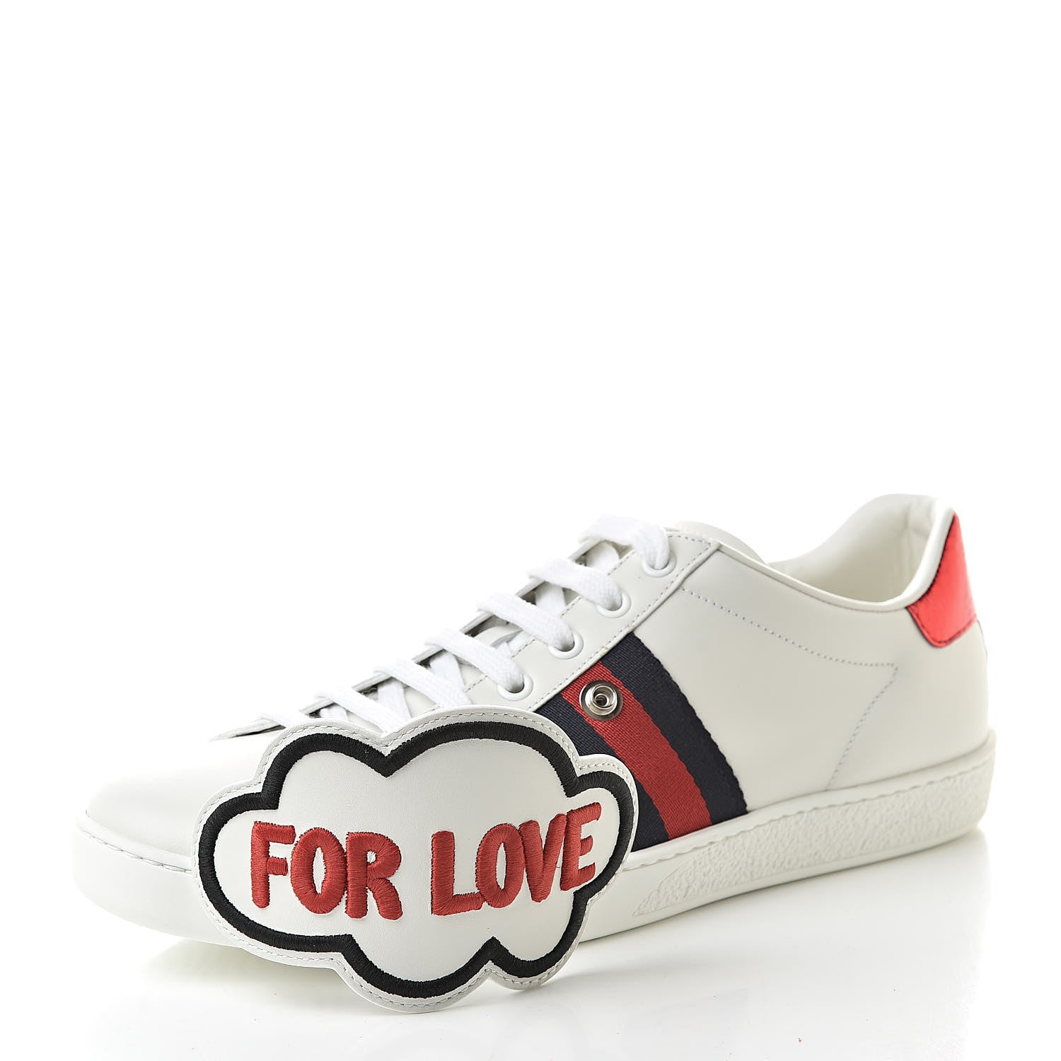 Gucci Calfskin Ayers Blind For Love Embroidered Womens Ace Sneakers 39.5 White 8 of 9