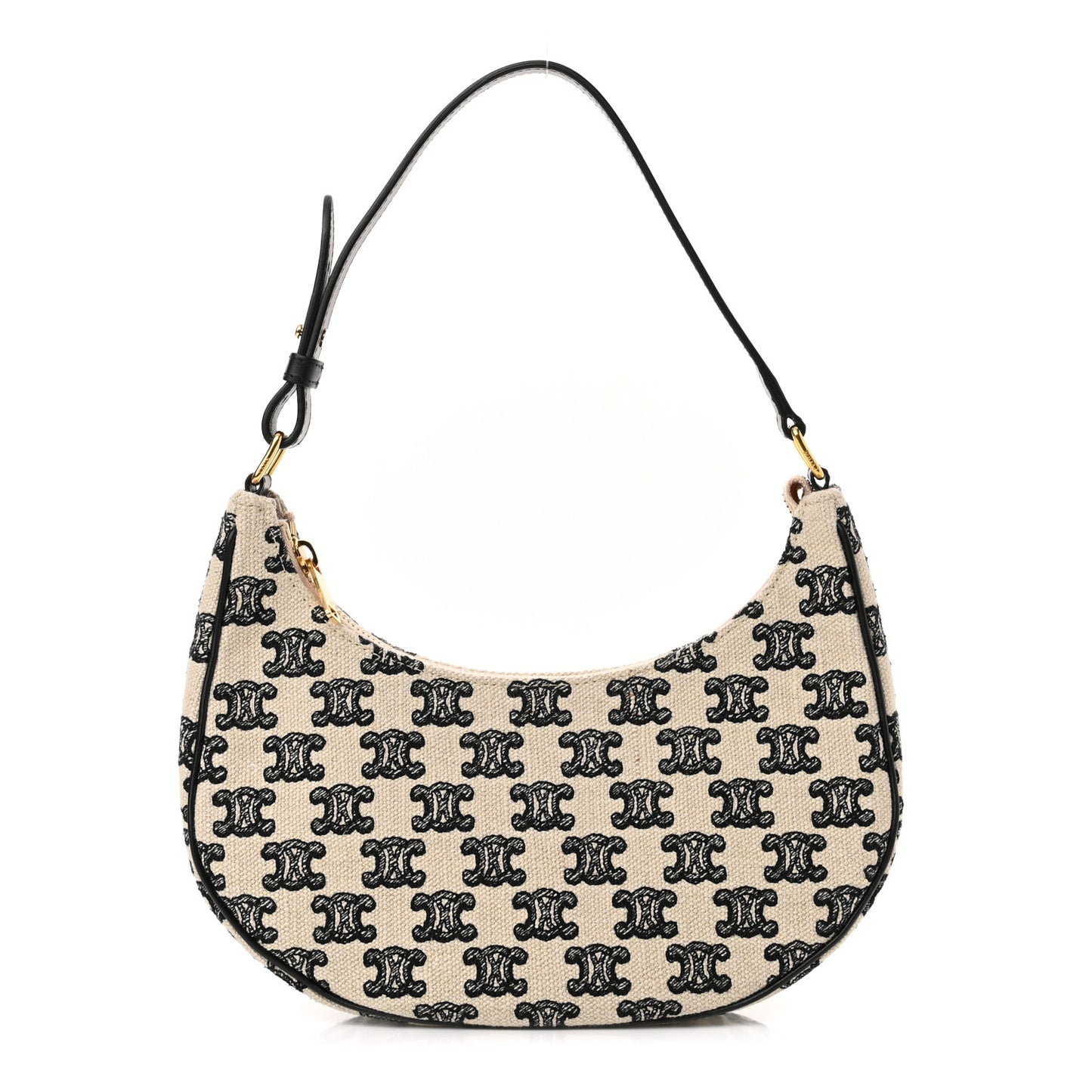 Embroidered Ava Triomphe Shoulder Bag Black