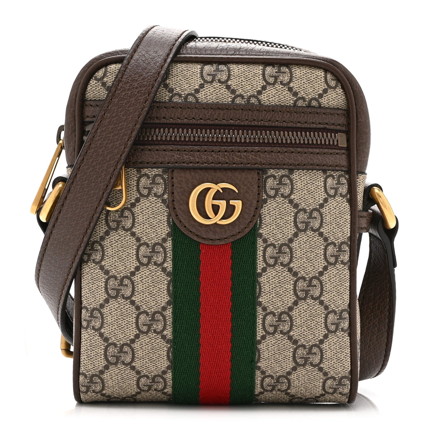 GG Supreme Monogram Web Mini Ophidia Messenger Brown