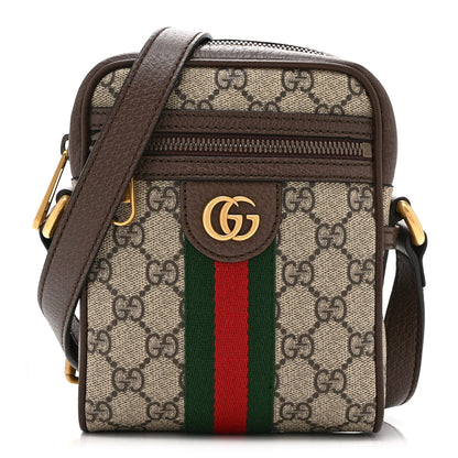 Gucci GG Supreme Monogram Web Mini Ophidia Messenger Brown 1 of 10