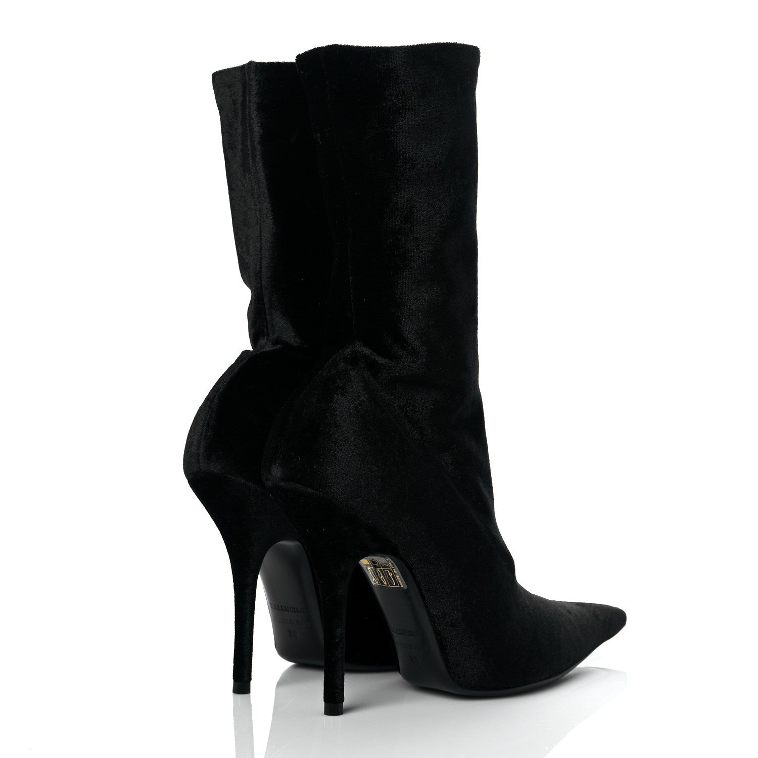 Balenciaga Velvet Spandex Extreme Pointed Toe Knife Ankle Boots 38 Black 4 of 8