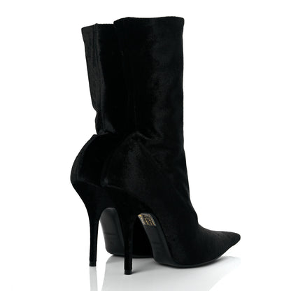 Balenciaga Velvet Spandex Extreme Pointed Toe Knife Ankle Boots 38 Black 4 of 8