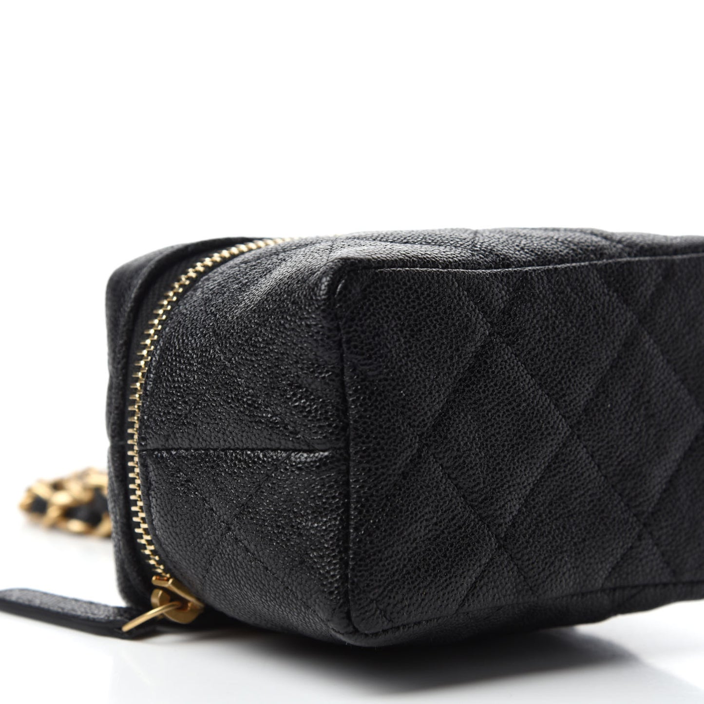 Caviar Quilted Mini Top Handle Vanity With Chain Black