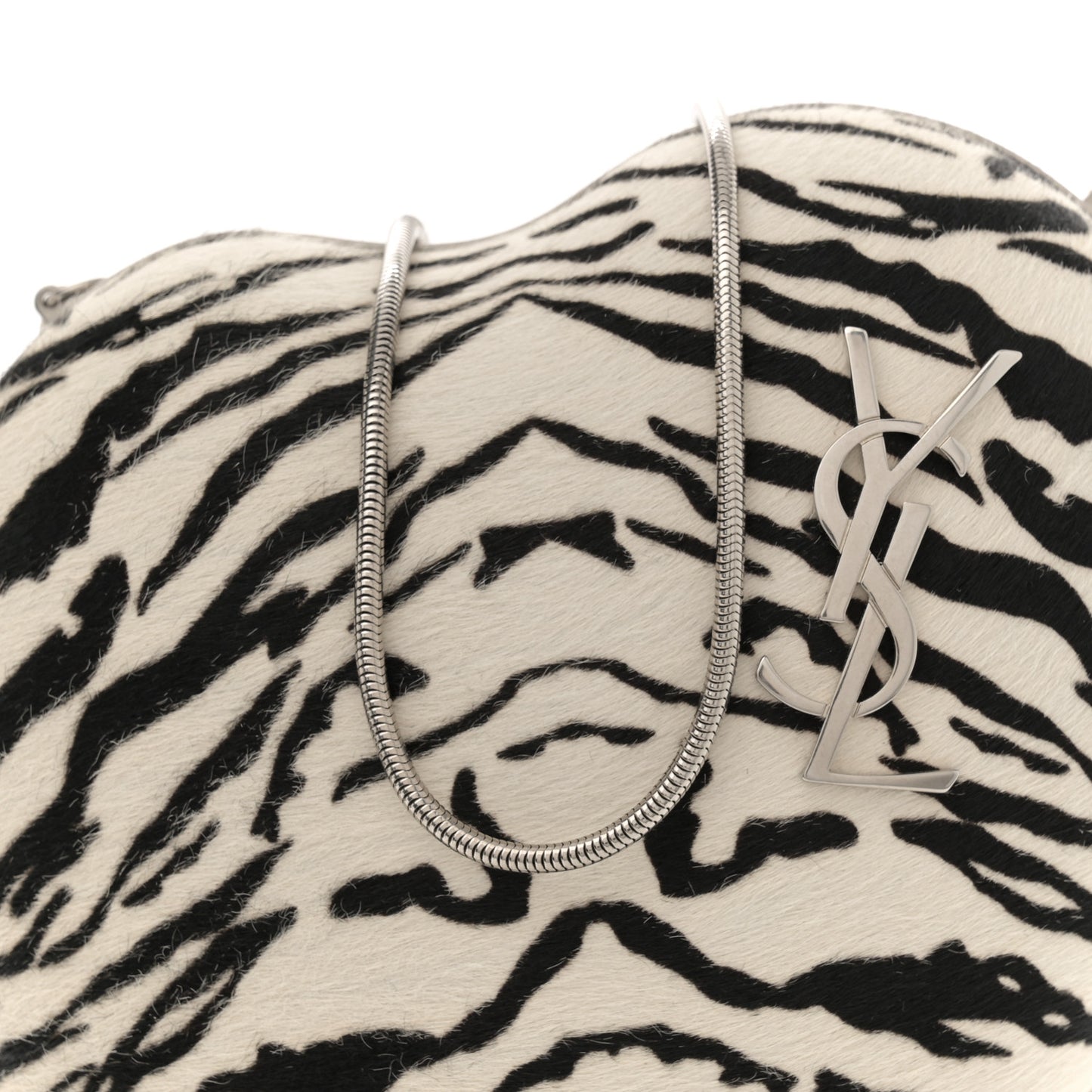 Pony Hair Zebra Love Box Bag White Black