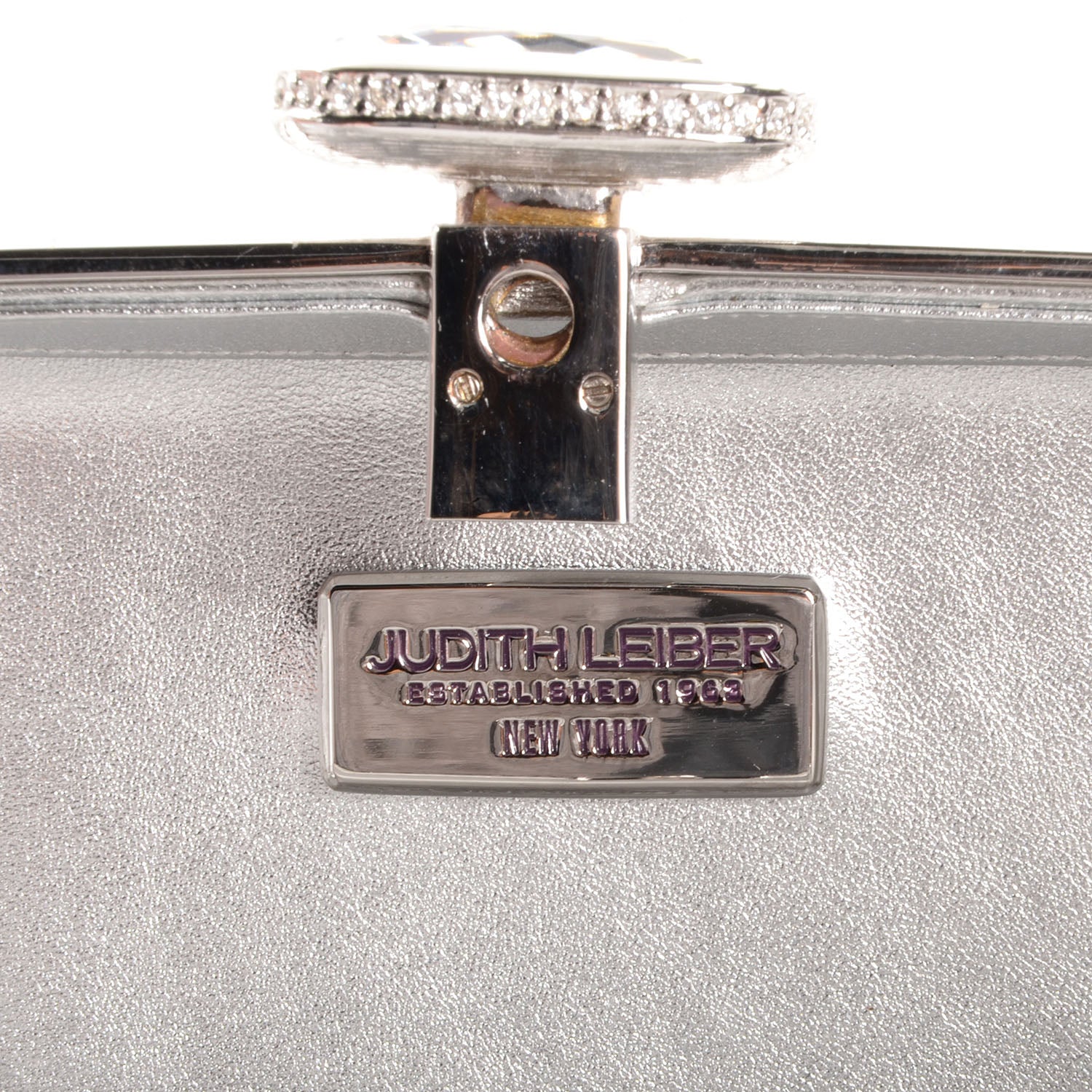 Judith Leiber Crystal Fleurs Minaudiere Clutch Silver 8 of 8