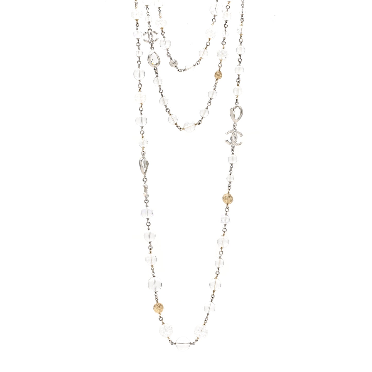 Gripoix Glass Bead CC Metiers d'Art Paris Salzburg Long Necklace Silver