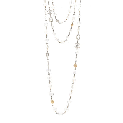 Chanel Gripoix Glass Bead CC Metiers d'Art Paris Salzburg Long Necklace Silver 1 of 5