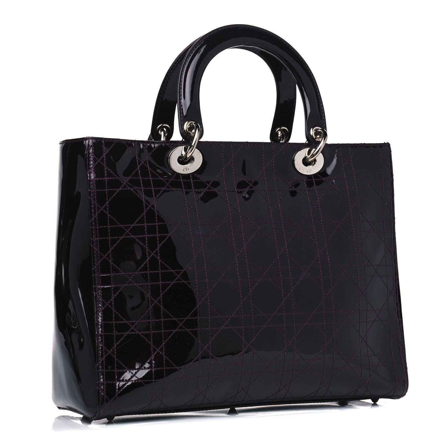 Christian Dior Patent Cannage Stitched Large Lady Dior Dark Purple 2 of 4