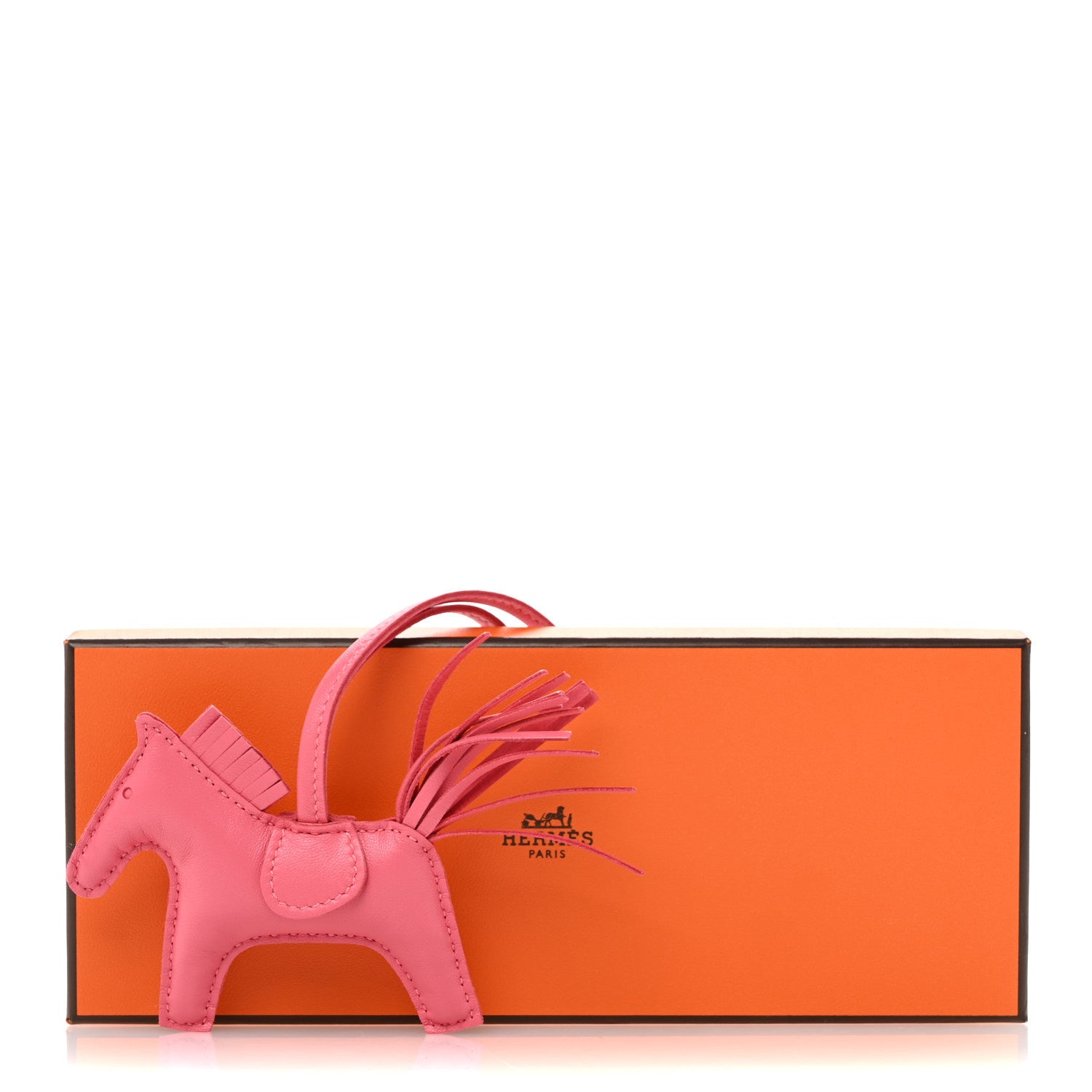 Hermes Milo Lambskin Grigri Rodeo Horse Bag Charm PM Rose Azalee 4 of 4