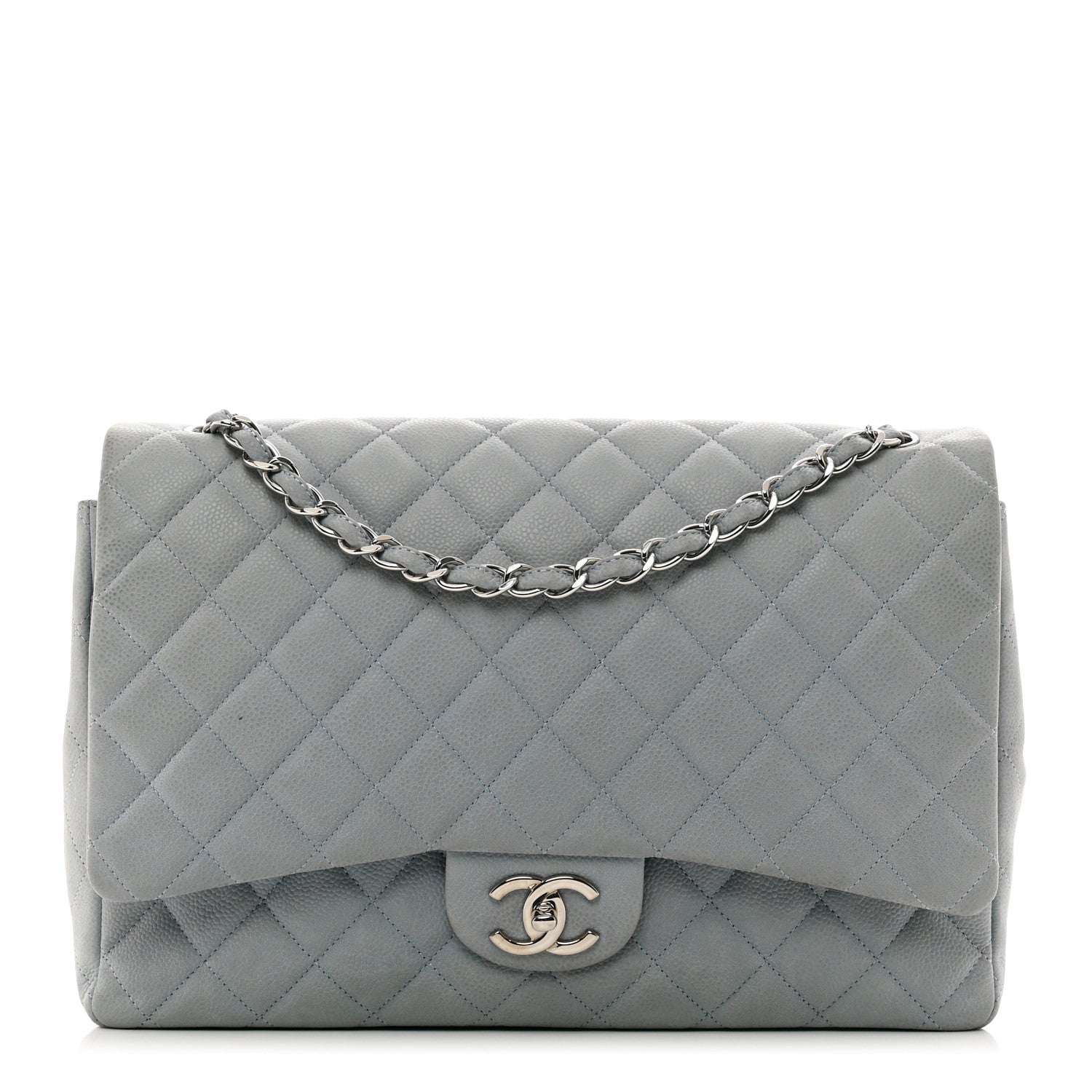 Chanel Iridescent Caviar Quilted Maxi Double Flap Grey 1 of 11