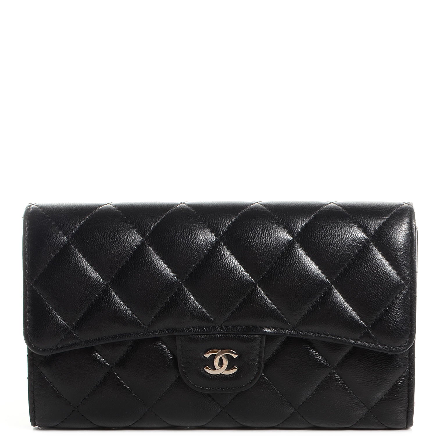 Chanel Lambskin Quilted Large Flap Wallet Black 1 of 9