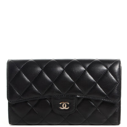 Chanel Lambskin Quilted Large Flap Wallet Black 1 of 9