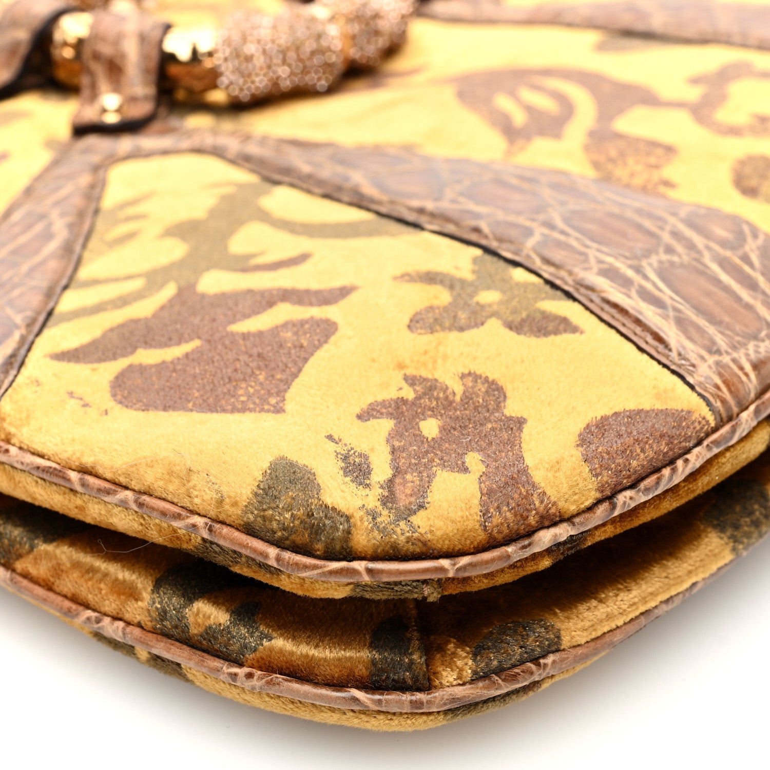 Gucci Velvet Alligator Tom Ford Jeweled Dragon Shoulder Bag Gold 9 of 10