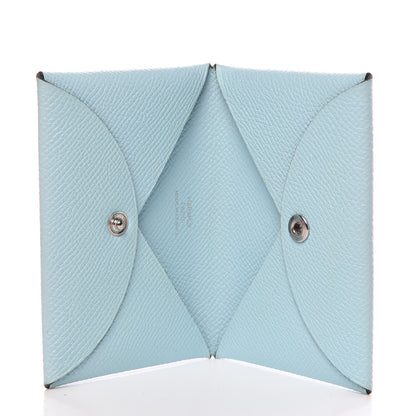 Hermes Epsom Calvi Card Case Bleu Zephyr 5 of 11