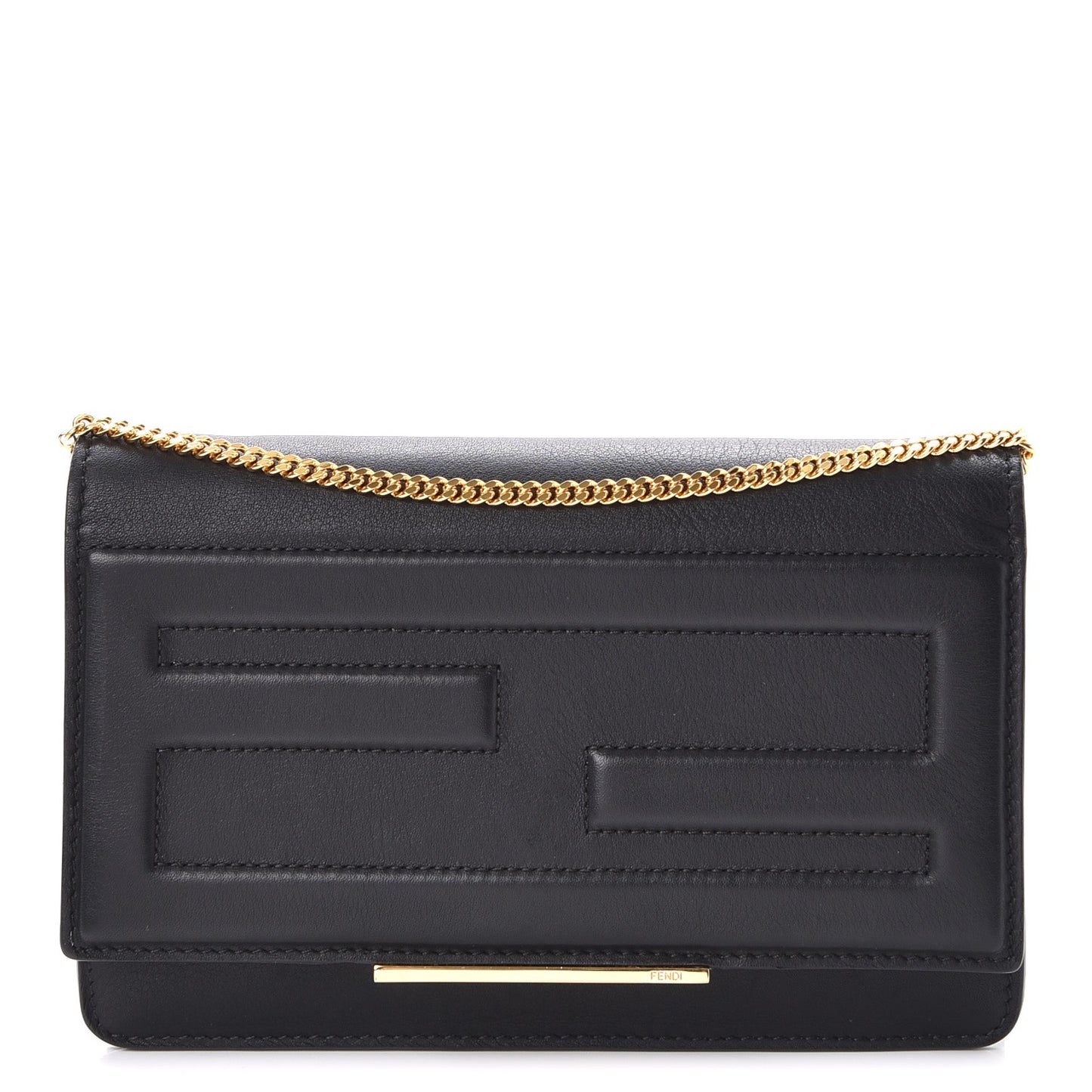 Vitello Flamingo Tube Wallet on Chain Black