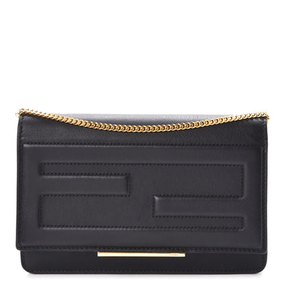 Fendi Vitello Flamingo Tube Wallet on Chain Black 1 of 10
