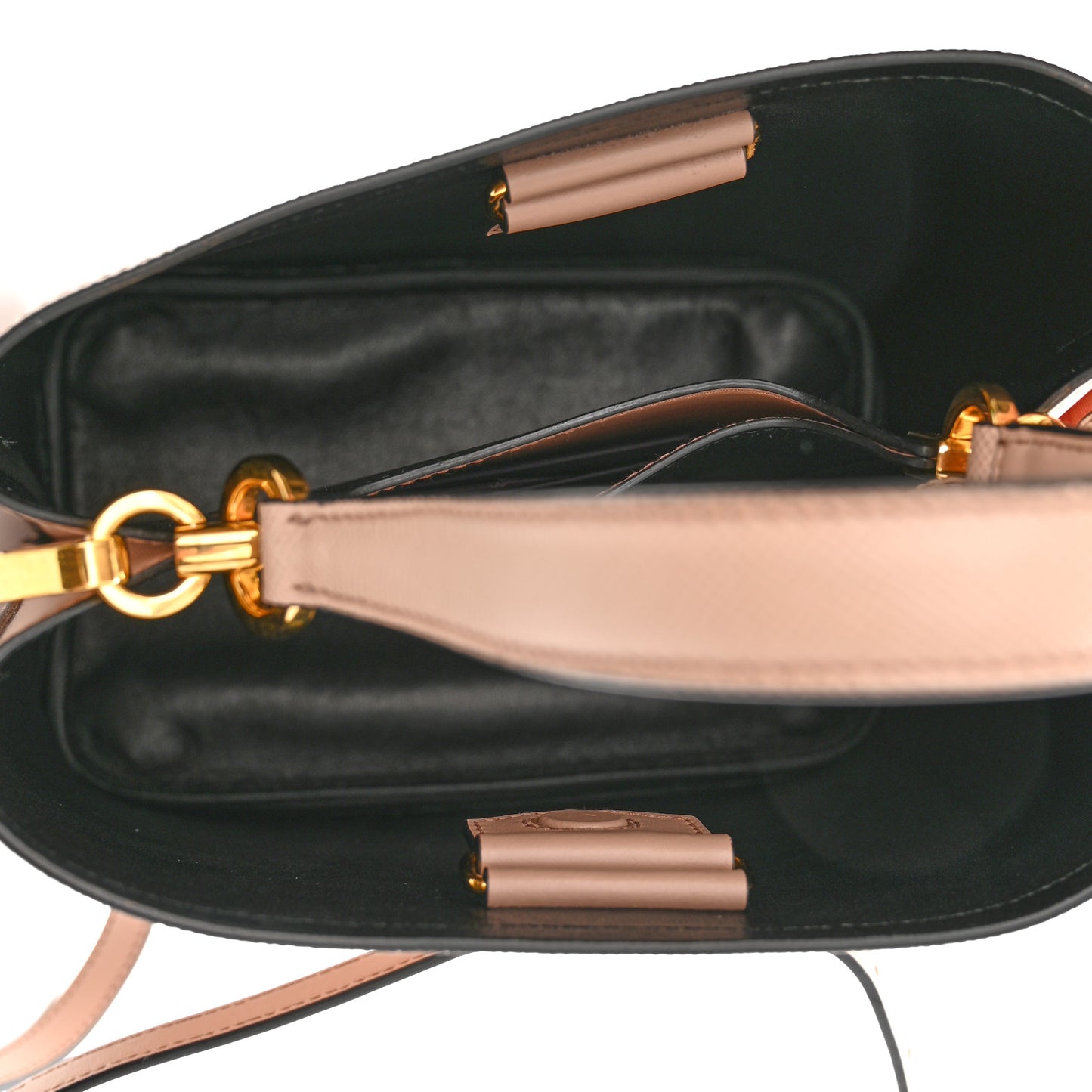 Saffiano Cuir Medium Panier Bucket Bag Cipria Black