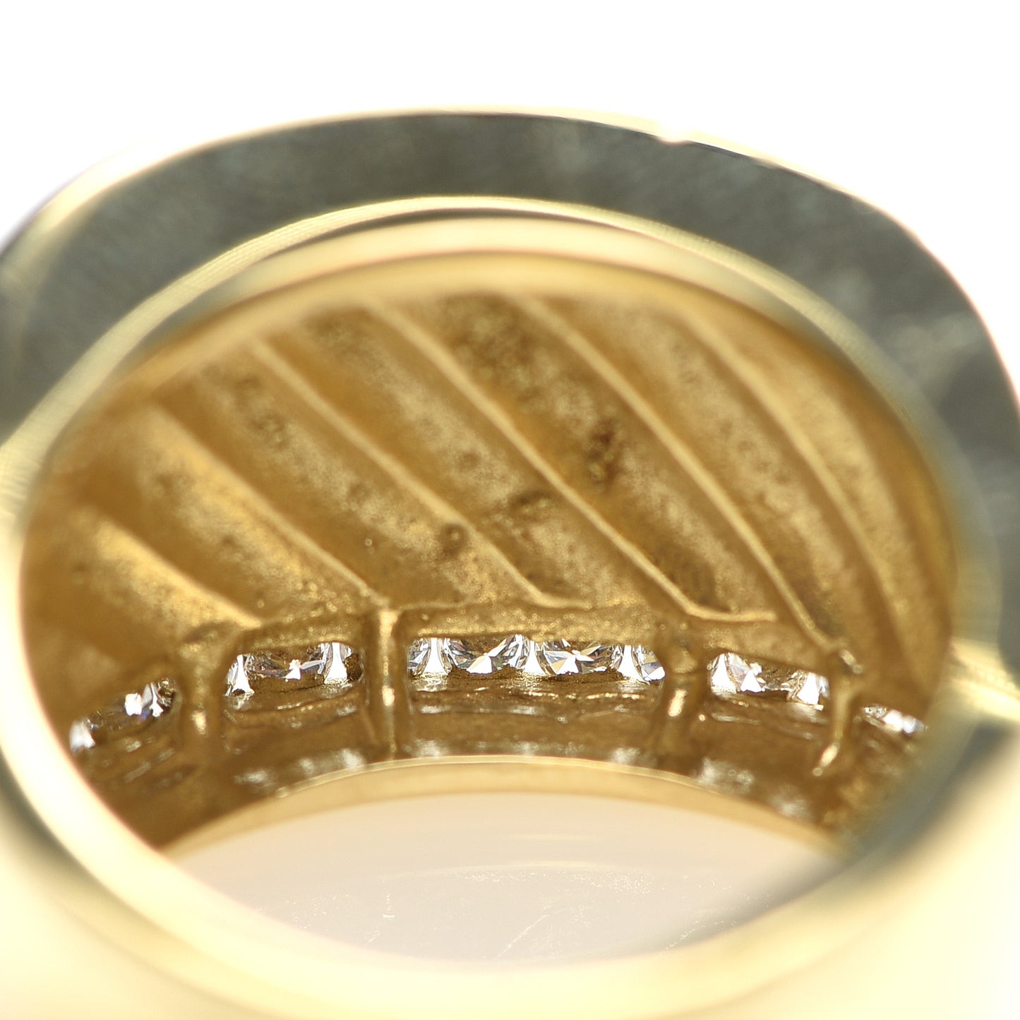 18K Yellow Gold Diamond Cable Cigar Band Ring 52 6