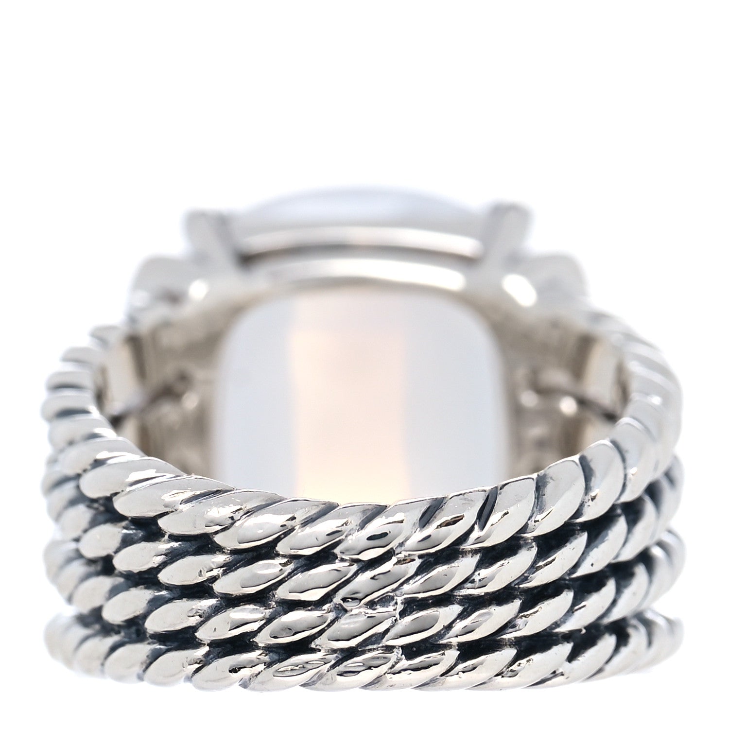 David Yurman Sterling Silver Diamond Moon Quartz 16mm Wheaton Ring 51 5.75 4 of 5