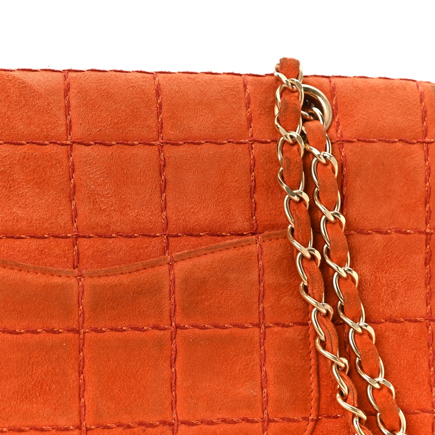 Suede Square Double Stitch Flap Orange