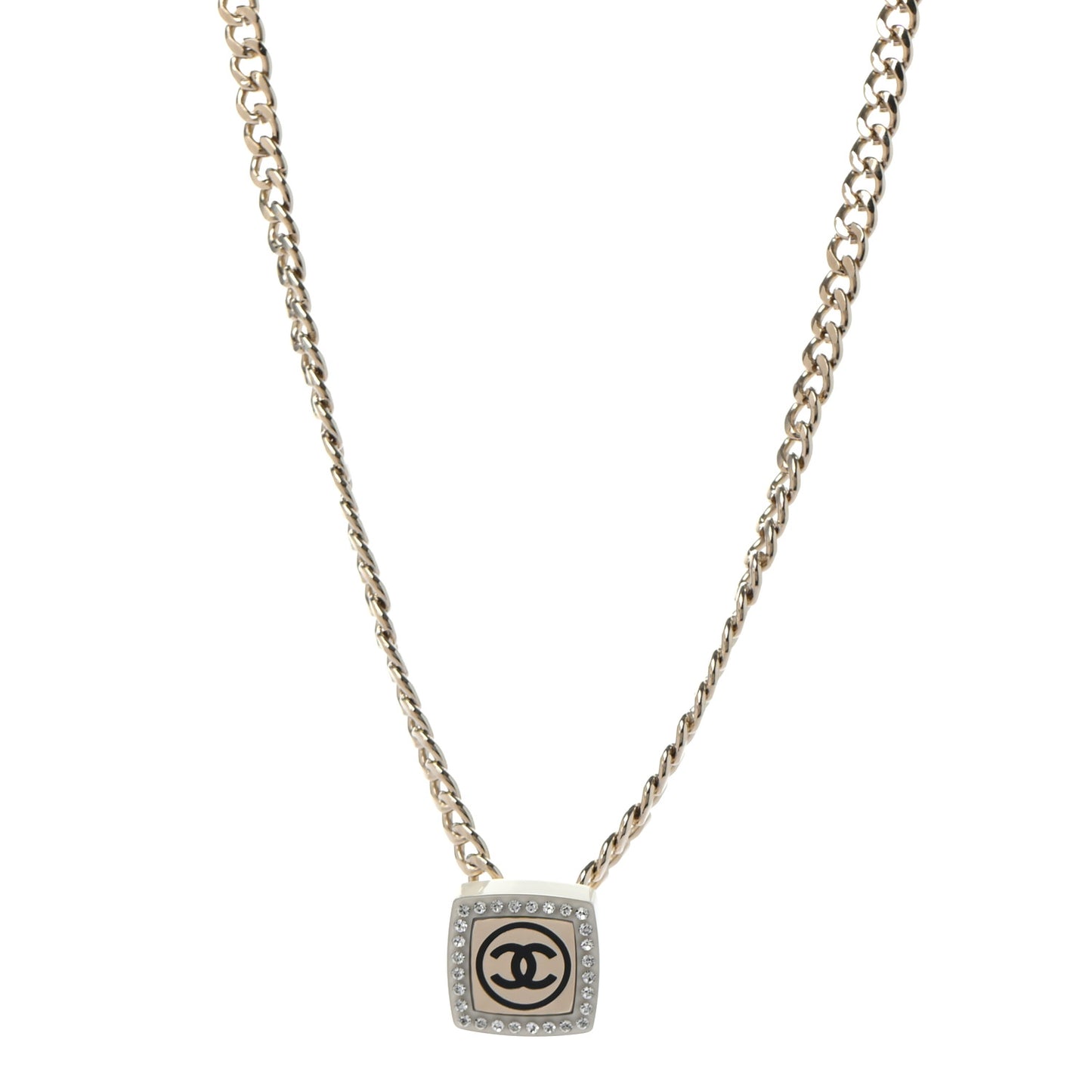 Metal Crystal CC Square Choker Gold