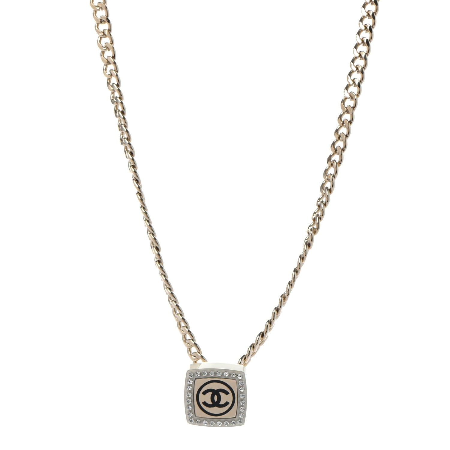 Chanel Metal Crystal CC Square Choker Gold 1 of 7