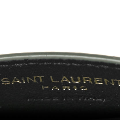 Saint Laurent Grain De Poudre Matelasse Chevron Monogram Credit Card Case Light Sage 6 of 9