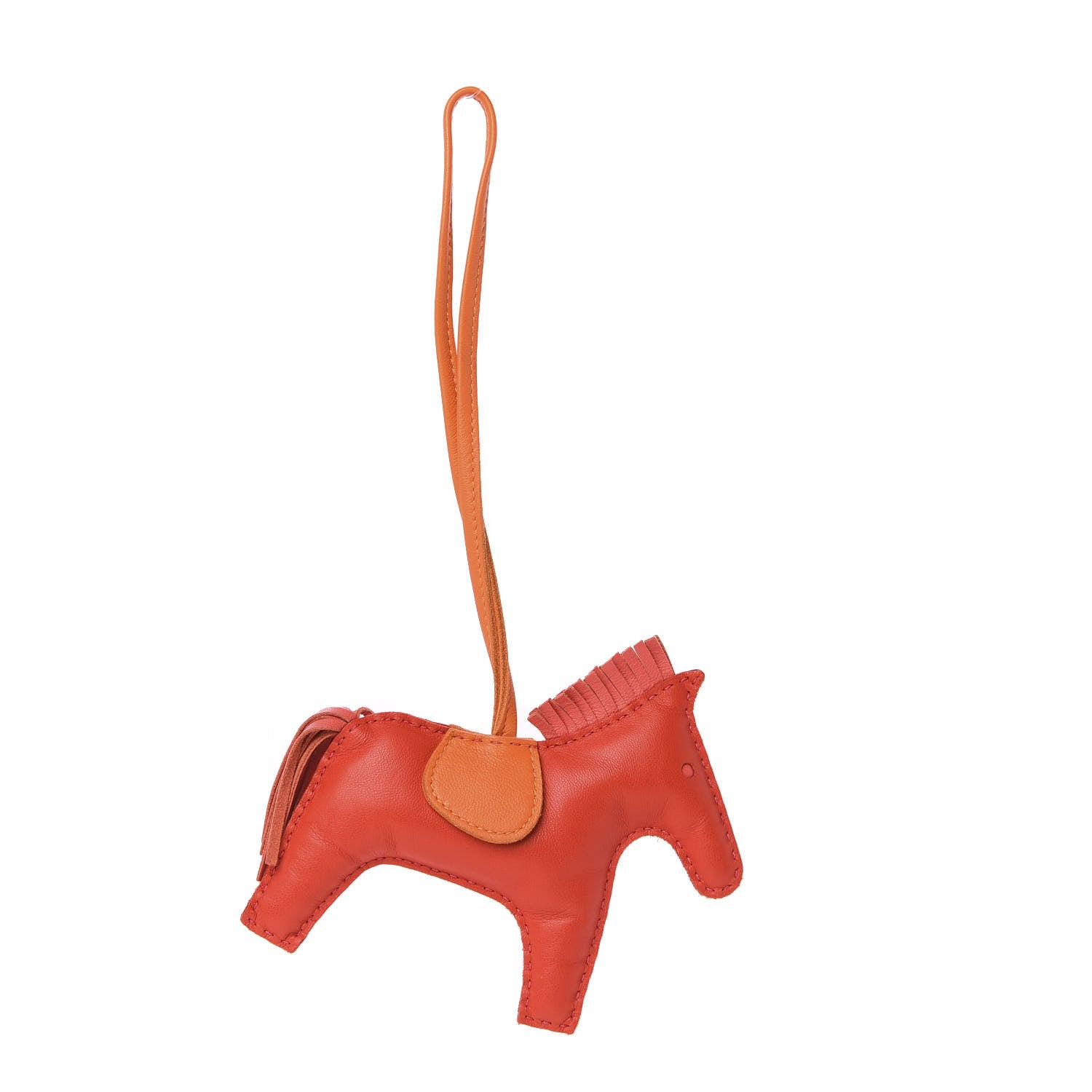 Hermes Milo Lambskin Grigri Rodeo Horse Bag Charm MM Rouge Rose Indien Jaipur Feu 1 of 5