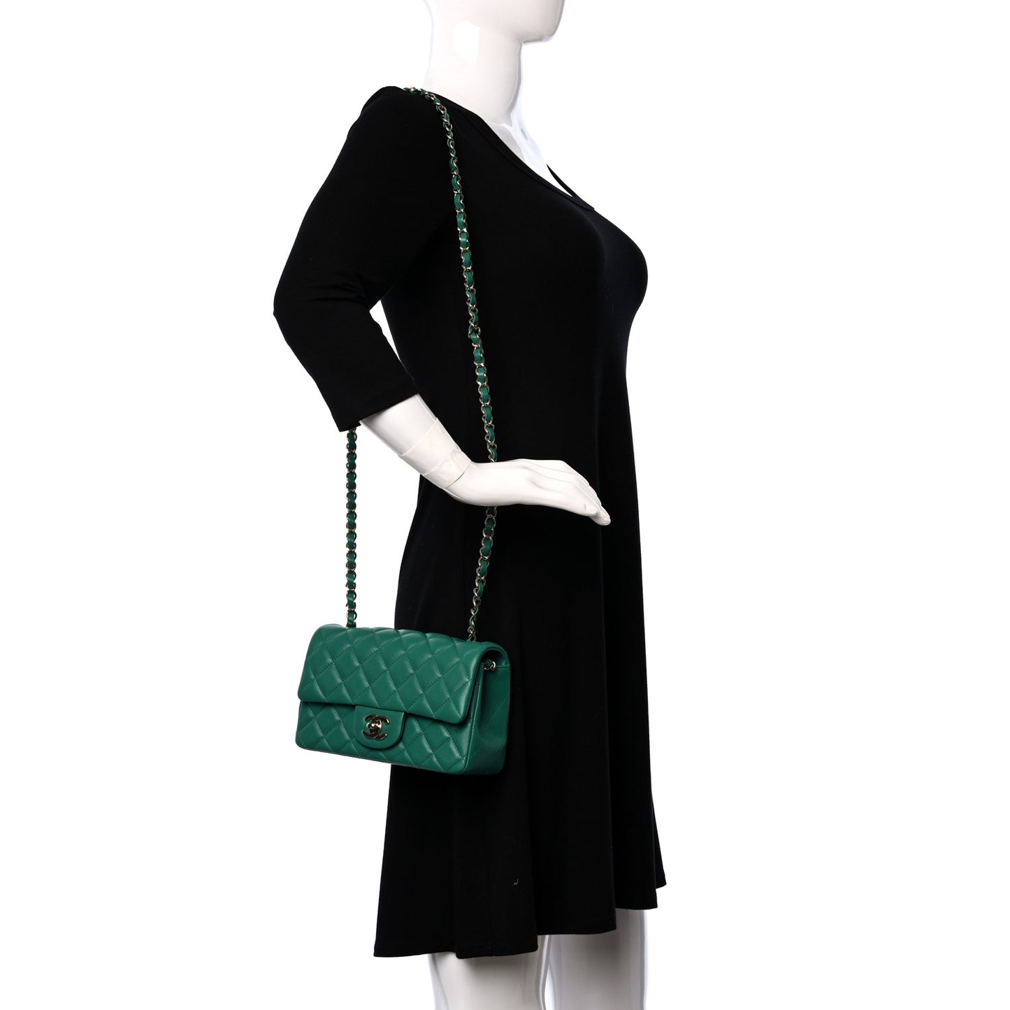 Lambskin Quilted Mini Rectangular Flap Green