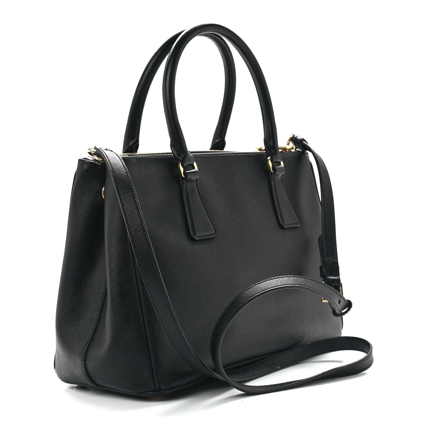 Saffiano Small Galleria Double Zip Tote Black