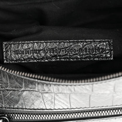 Balenciaga Extra Supple Calfskin Crocodile Embossed Monochrome Small Le Cagole Shoulder Bag Black 7 of 10