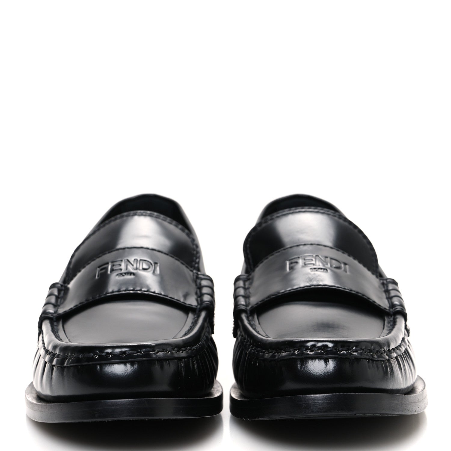 Fendi Vitello Logo Loafers 39 Black 3 of 11