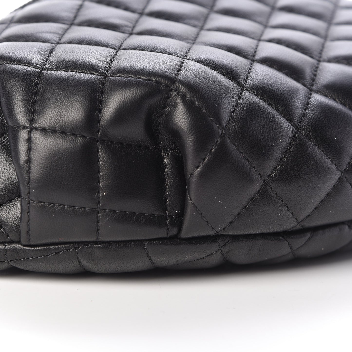 Lambskin Quilted Banane Waist Bag Fanny Pack Black