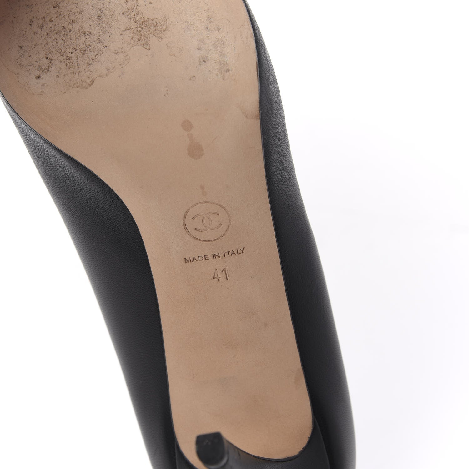 Chanel Lambskin Calfskin Patent Cap Toe CC Pumps 41 Black 6 of 9