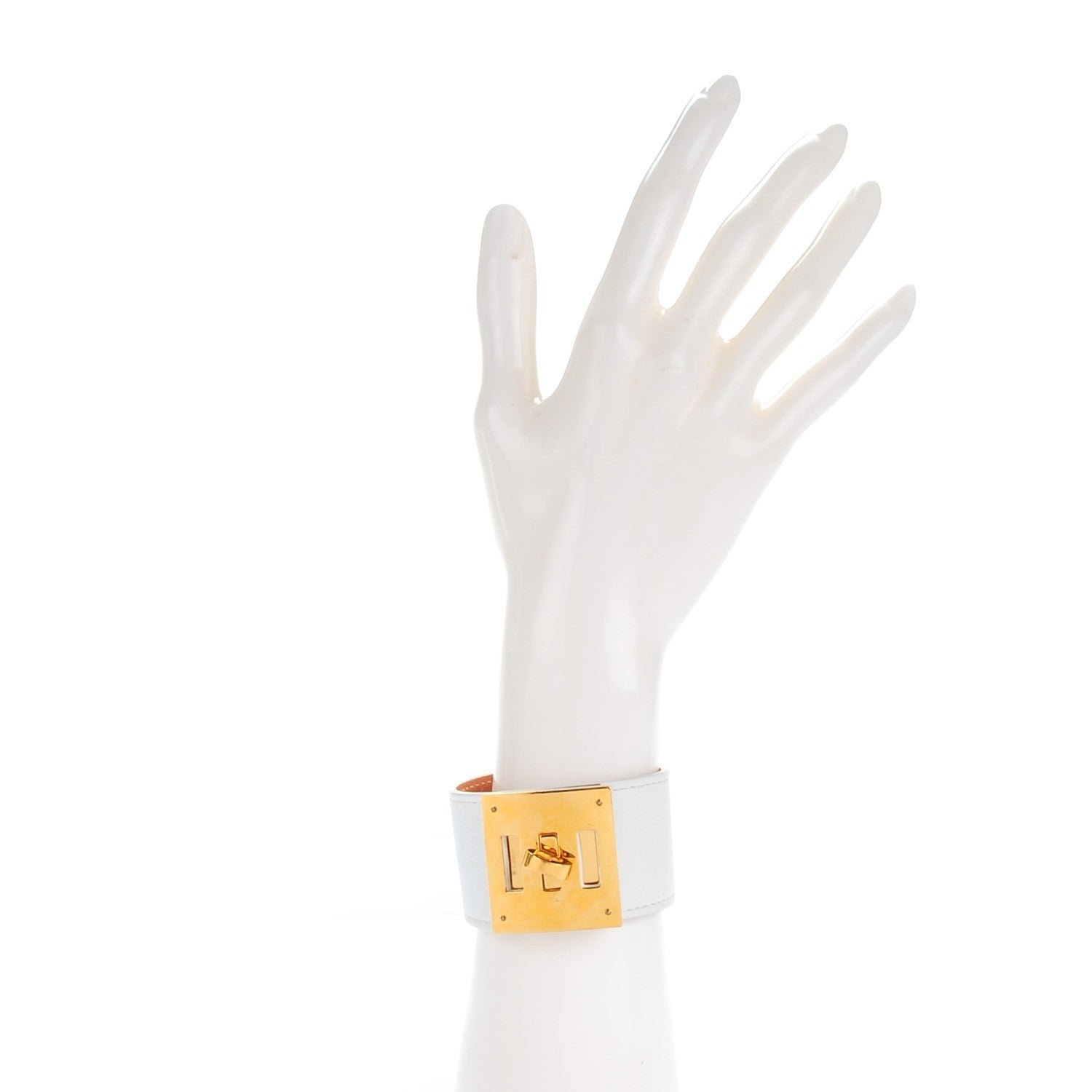Hermes Epsom Kelly Dog Bracelet White 2 of 7