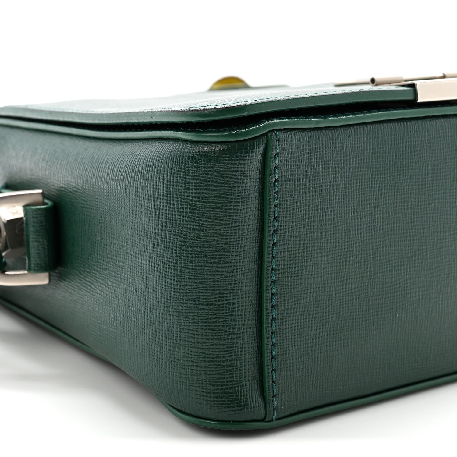 Off-White Saffiano Mini Binder Clip Bag Green 10 of 12